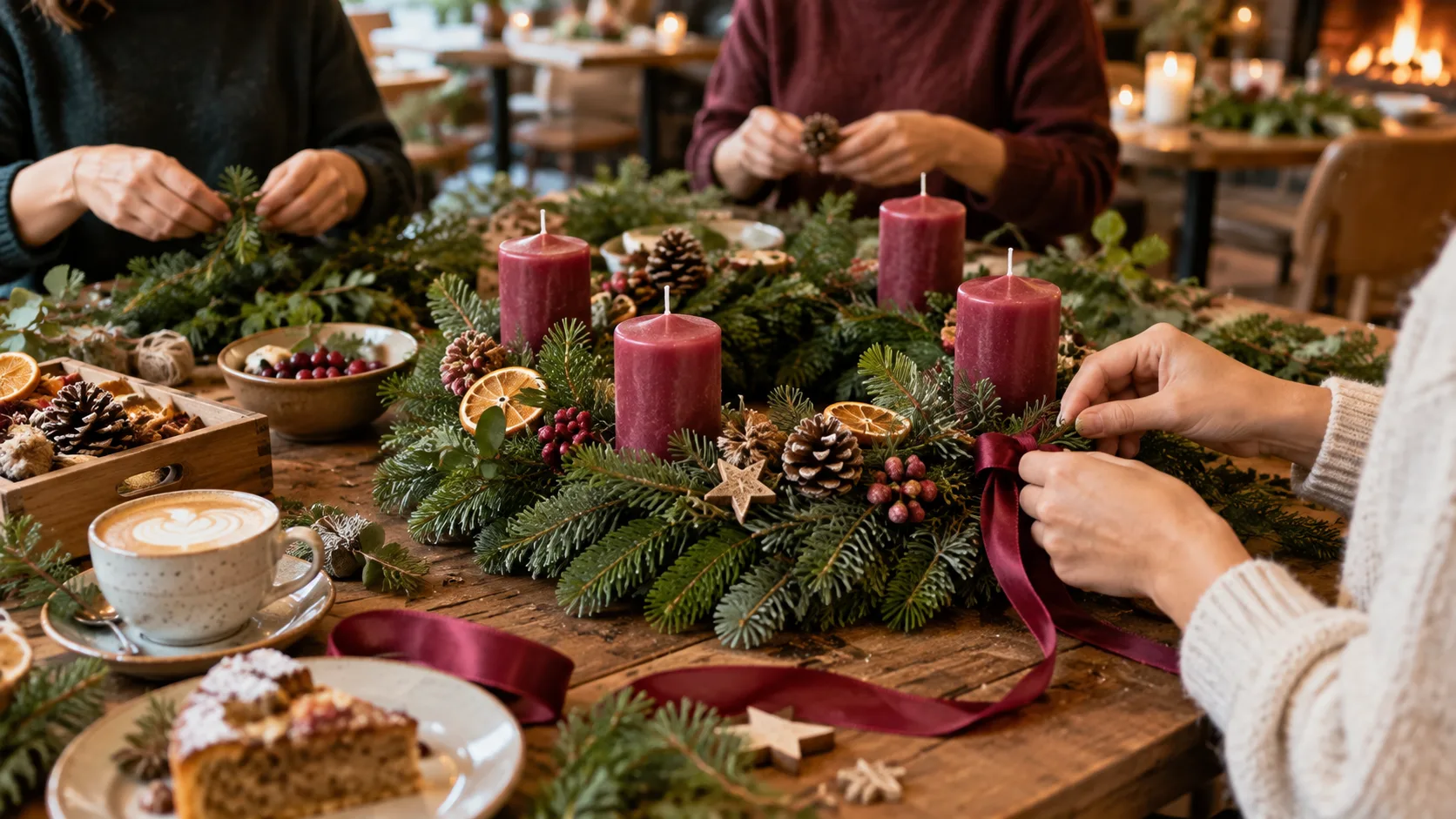 Gemeinsames Adventkranzbinden