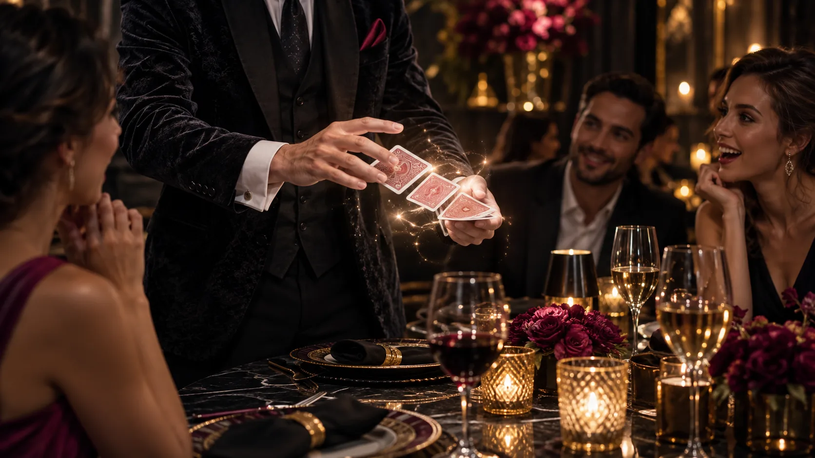 Magier bei einem Magic Dinner